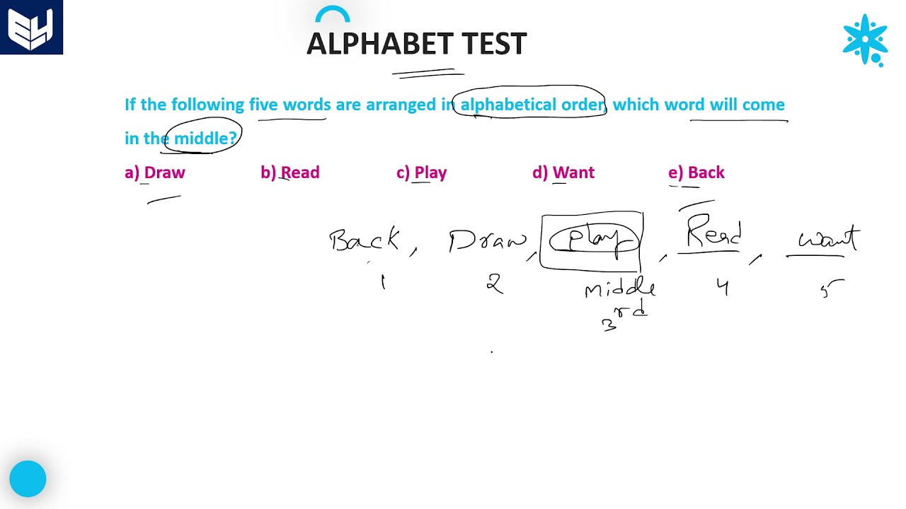 Alphabetical Order | Alphabet Test | Part-01 | Reasoning | Bharath Kumar