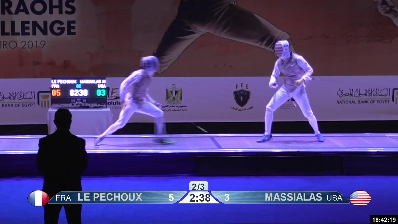 2019 138 T04 01 M F Individual Cairo EGY WC PODIUM LE PECHOUX FRA vs MASSIALAS USA