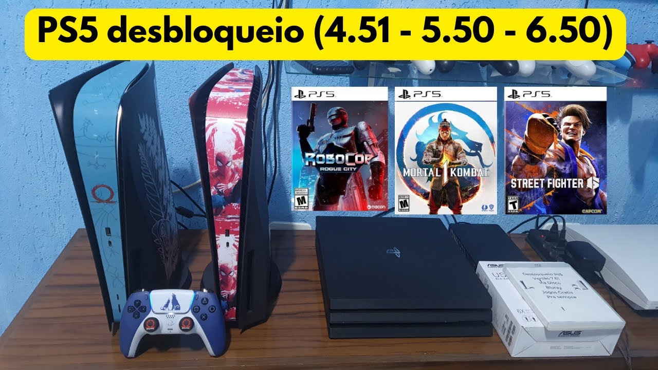 PS5 desbloqueio (4.51 - 5.50 - 6.50)  RoboCop  _  Mortal Kombat 1  _  Street Fighter 6