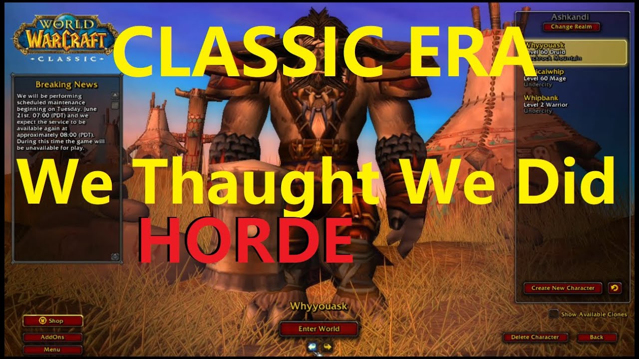 Are Horde Classic Era Servers Dead?