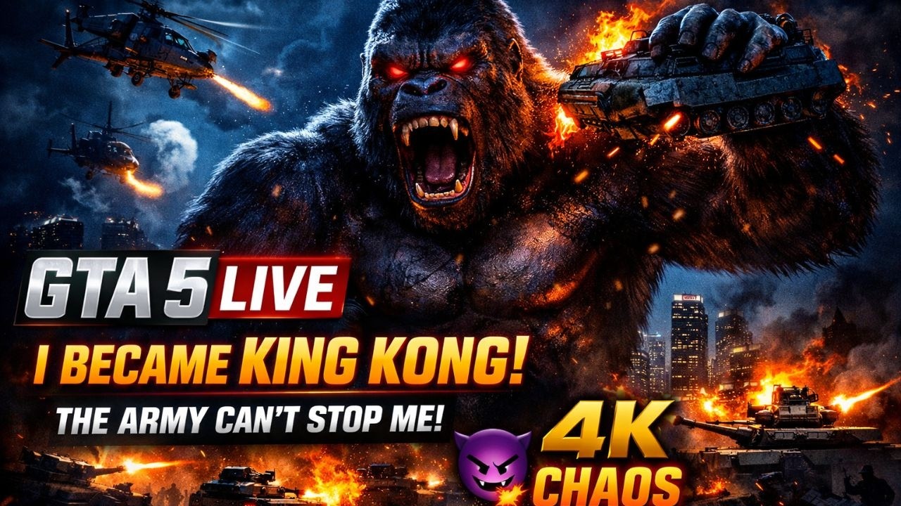 GTA 5 LIVE 🦍 I Became KING KONG… The Army Couldn’t Stop Me! 😈🔥 | 4K Chaos #gta #gta5 #gtav