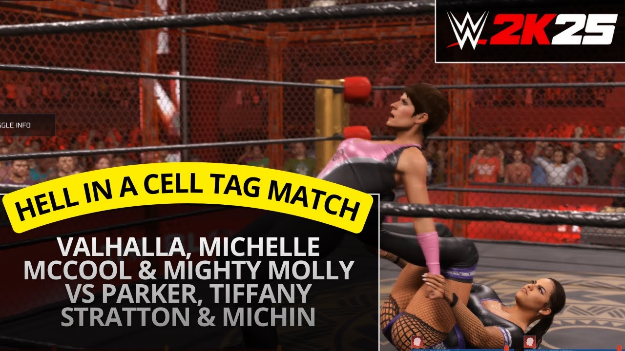 WWE 2K25 – Valhalla, McCool & Mighty Molly vs Parker, Tiffany Stratton & Michin (Hell in a Cell)