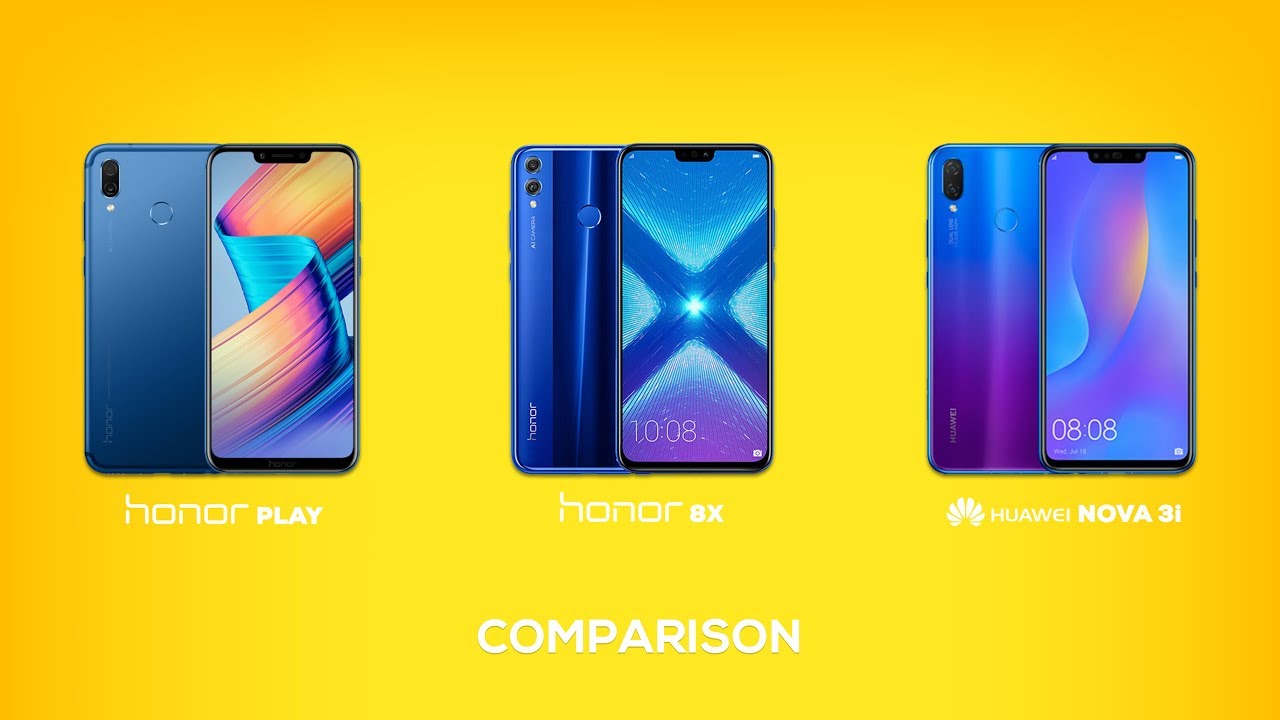 Honor Play, Honor 8x & Nova 3i Phones Comparison