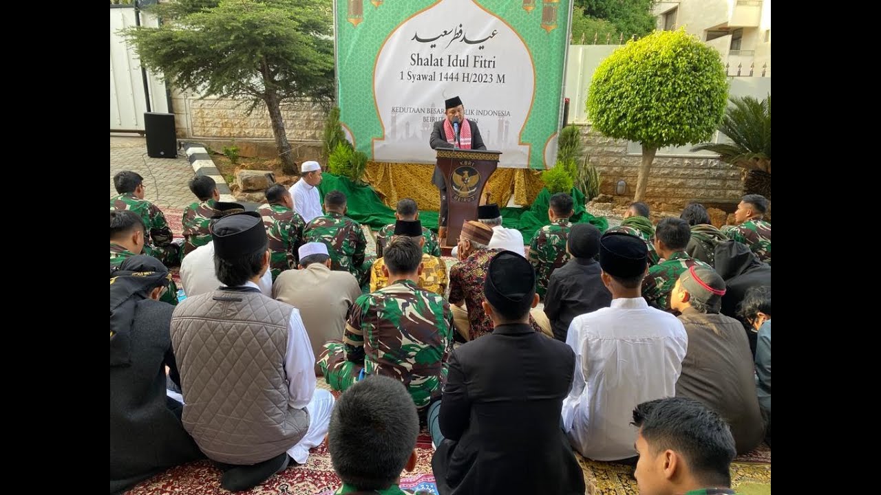 MASYARAKAT INDONESIA DI LEBANON SHALAT IDUL FITRI 1 SYAWAL 1444 H DI KBRI BEIRUT