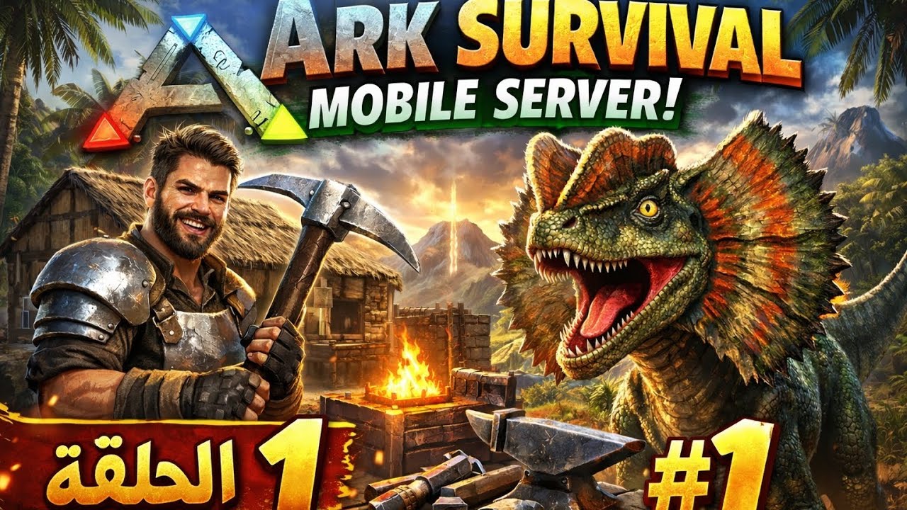 🔥 بدأت البقاء من الصفر في سيرفر! أول بيت وأول ديناصور في ARK Mobile 🦖 | الحلقة الأولى 🔥