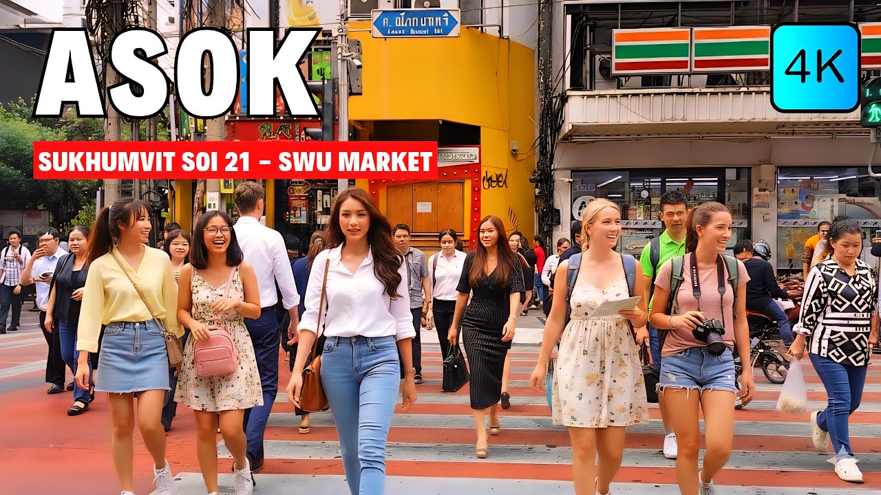 [4K] Asok Sukhumvit Soi 21 in Bangkok 🇹🇭 ASMR 🎧 Walking Tour