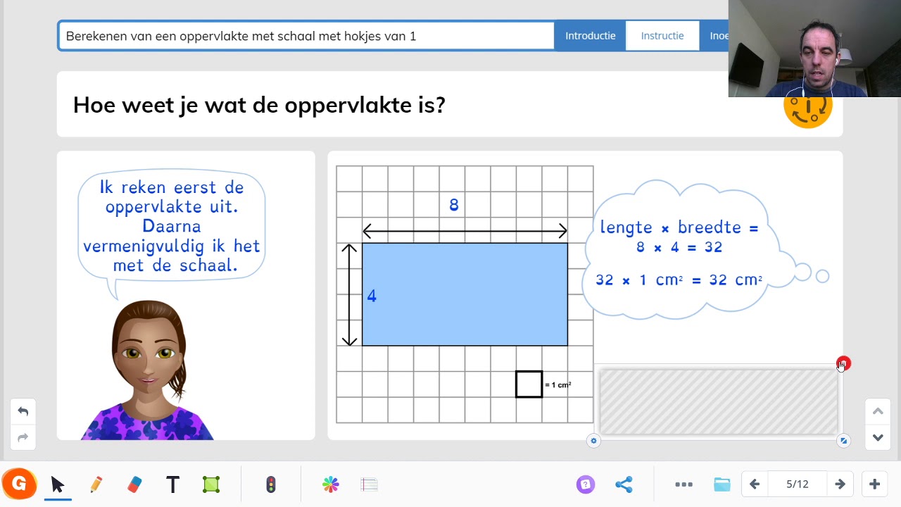 Berekenen van een oppervlakte met schaal met hokjes van 1 (niveau 6 (i)) -   deel 1