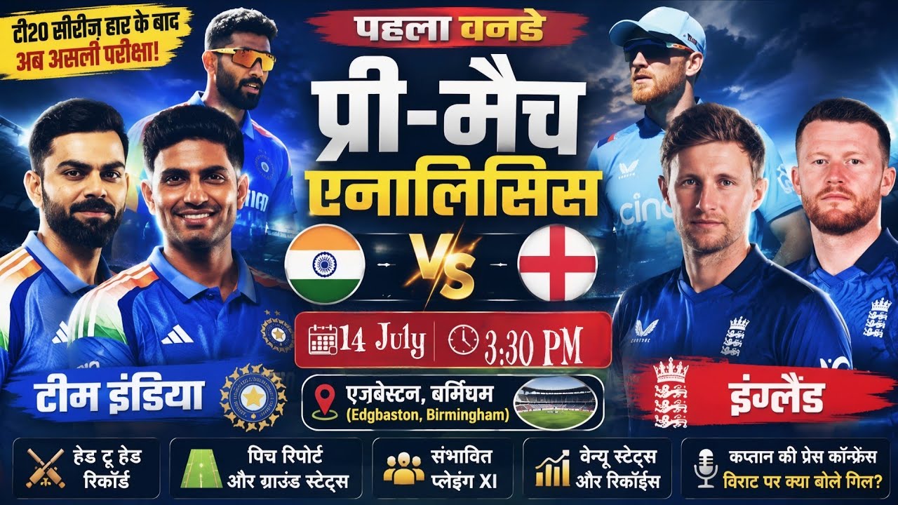 India vs England 1st ODI 2026, Pre Match Analysis | Playing XI,Pitch Report, Birmingham| Rohit Virat