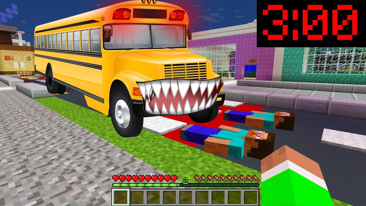 Minecraft PE : DO NOT ENTER THE SCARY BUS at 3:00AM