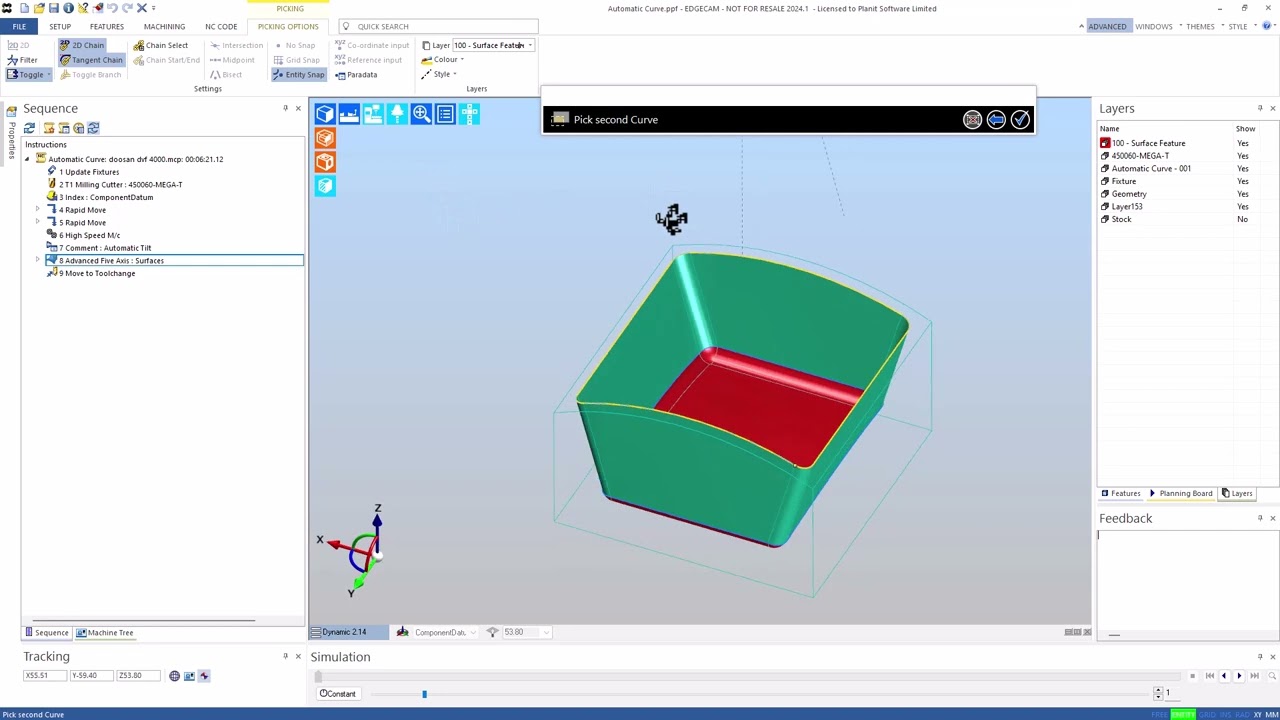EDGECAM - Automatic Curve