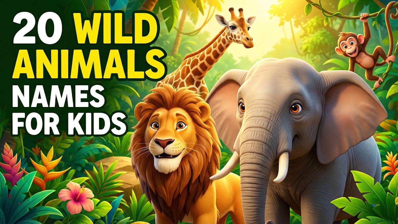 20 जंगली जानवरों के नाम सीखें 🐯 | Learn 20 Wild Animals Names for Kids