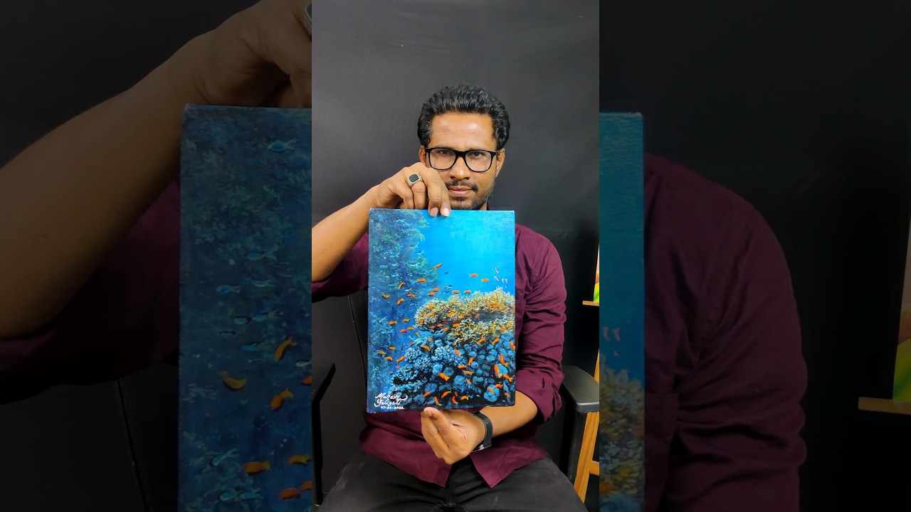 Life moves in the deep | Underwater Ocean Acrylic Painting on Canvas