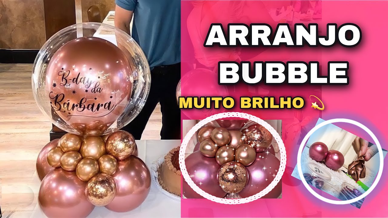 COMO FAZER ARRANJO DE BALÃO COM BALÃO BUBBLE | passo a passo balão bubble com nome