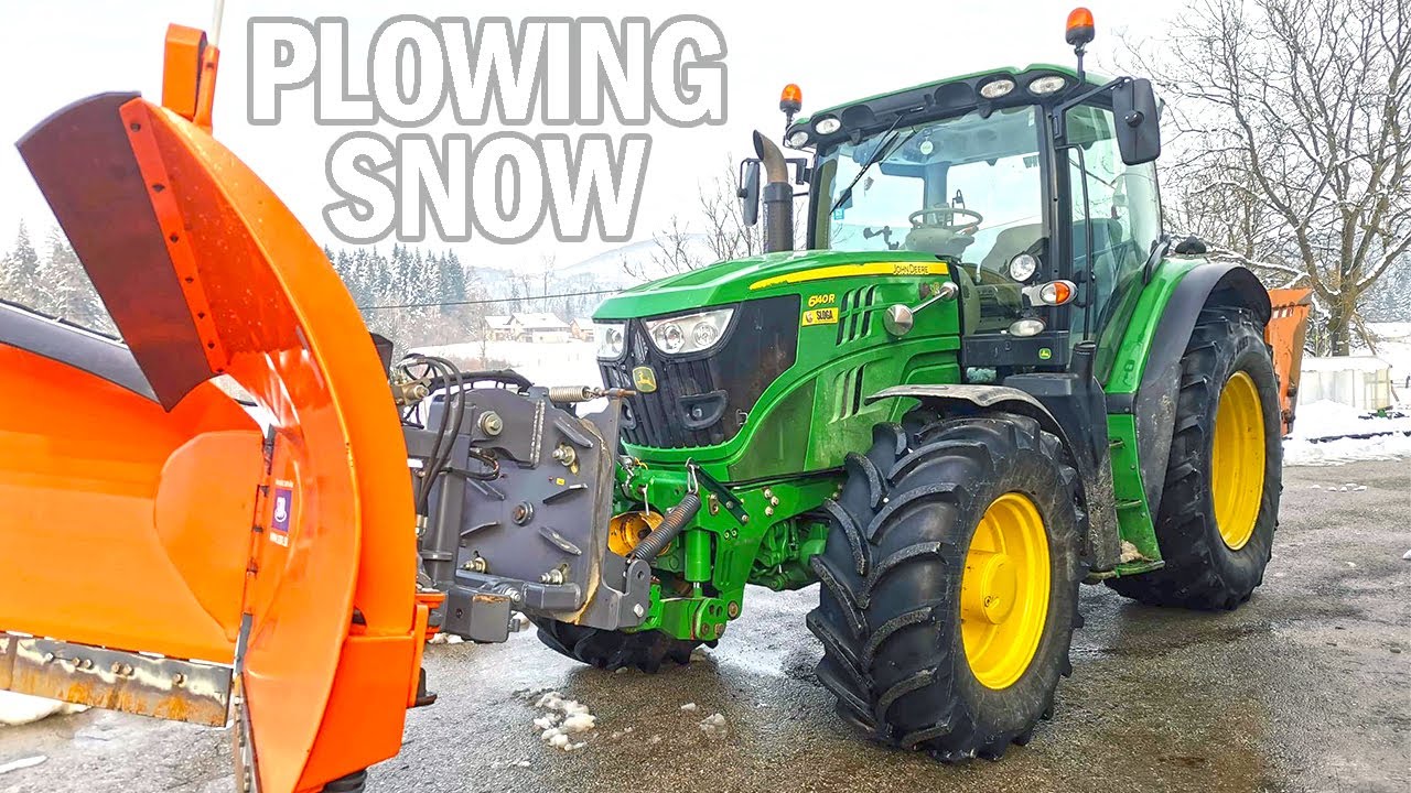 Snowplowing in SLOVENIA  | John Deere 6140R  + SON - Vinica