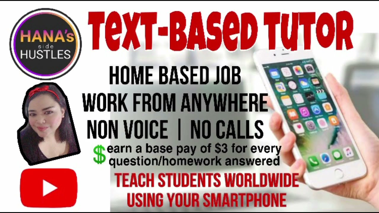 Text-based Tutor | Home based job | Work from home | Help answer homework