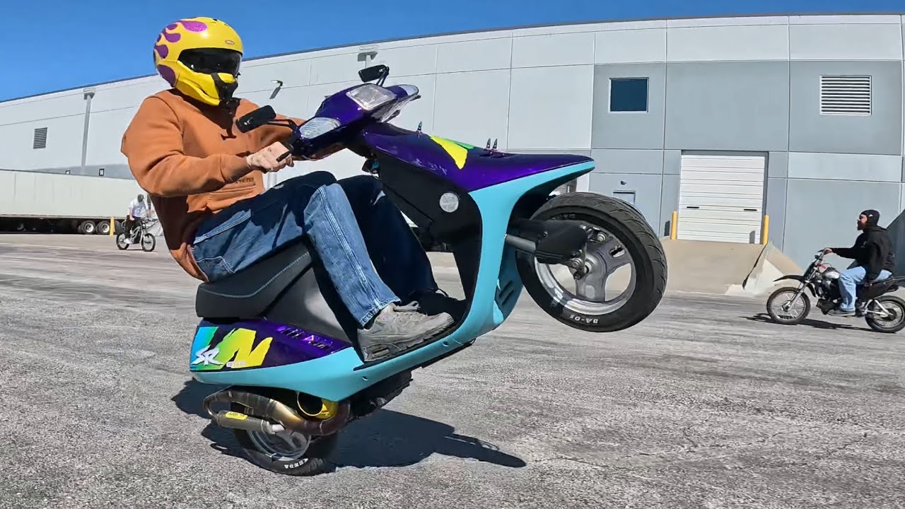 Scooter Wheelies at the Stunt Lot!