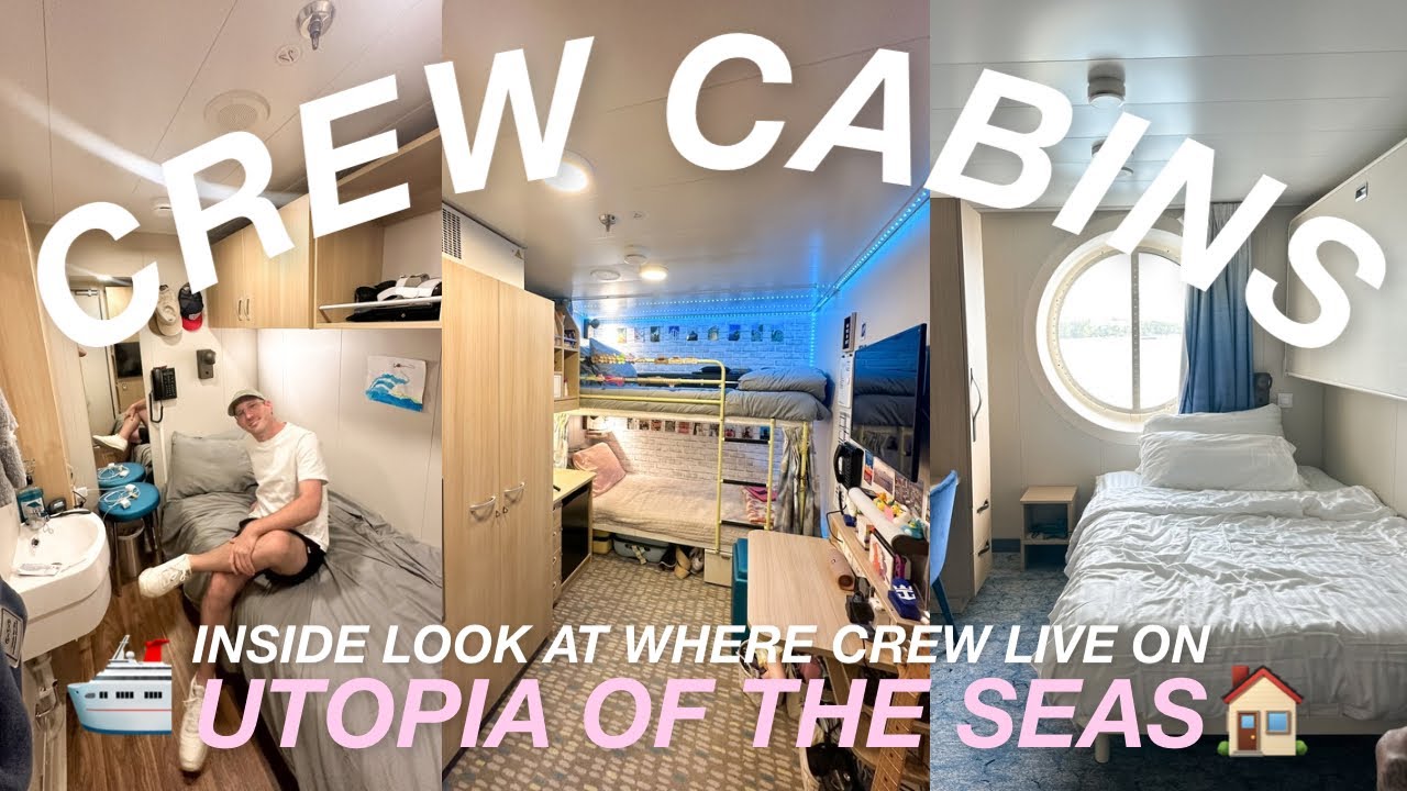 Как выглядит каюта экипажа на лайнере Utopia of the Seas? 🛳️🌊 Экскурсия по каюте, проживание в од...