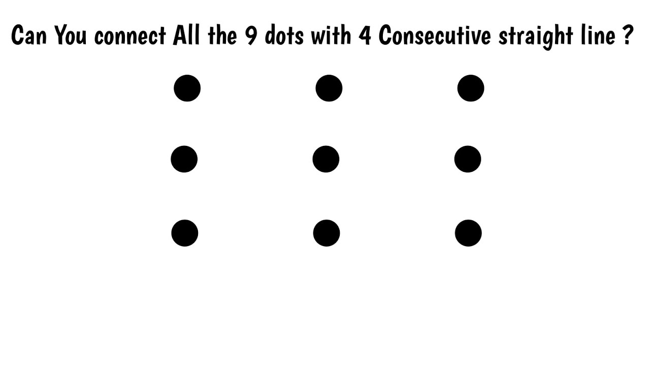 Can You Connect All the 9 dots with 4 Consecutive straight line  ?