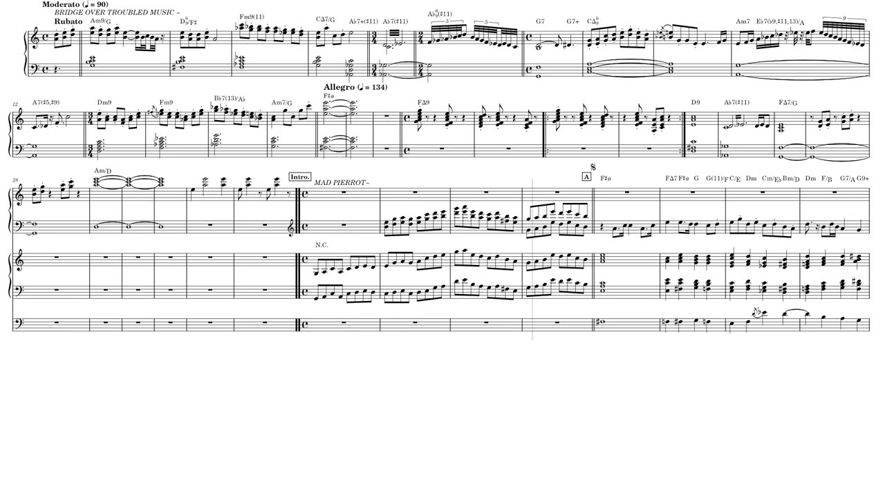 BRIDGE OVER TROUBLED MUSIC ~ MAD PIERROT(途中まで)  譜面
