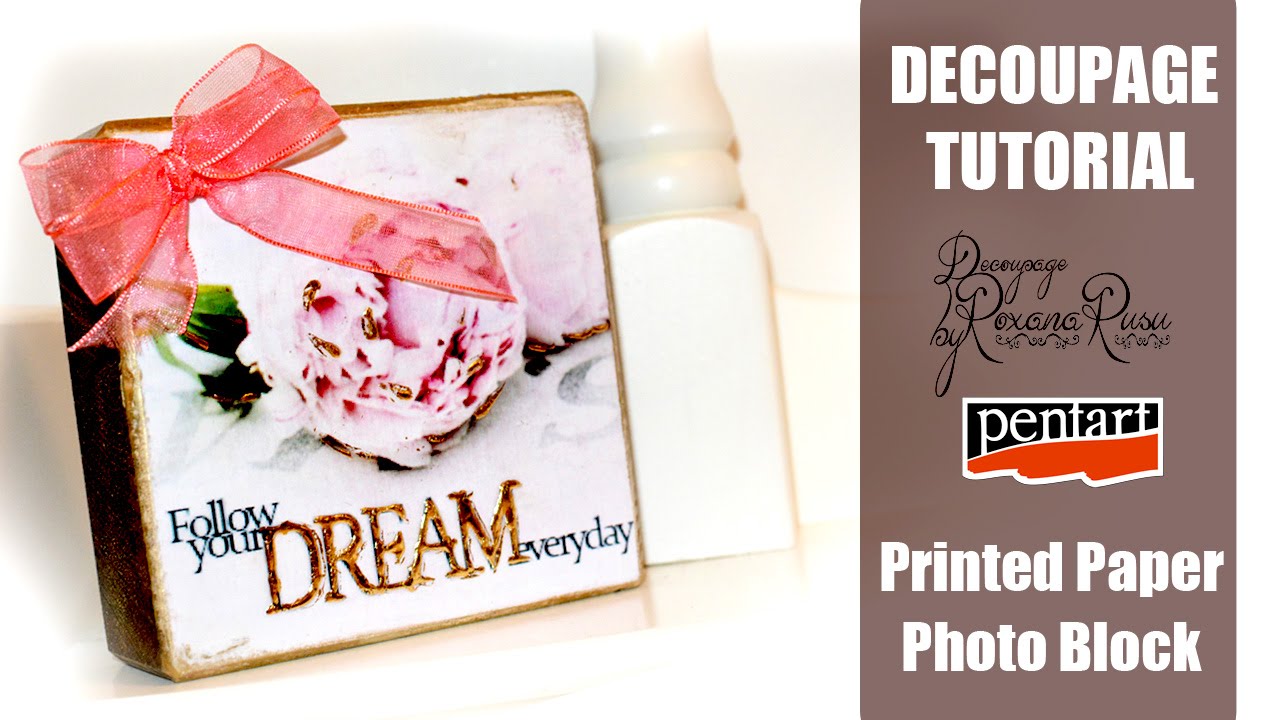 How to decoupage with printed paper - DIY Photo Block