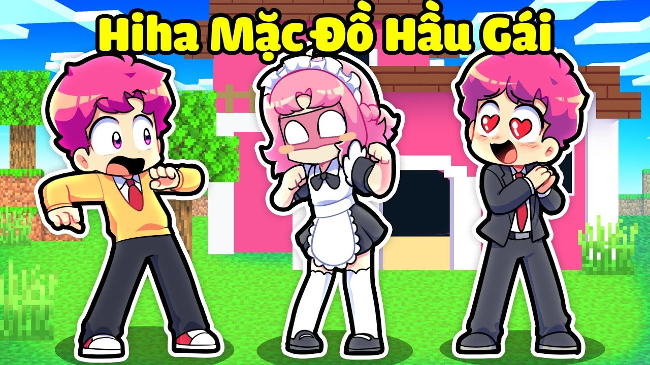 HIHA TROLL LÀNG HIHA AUT BẰNG CÁCH MẶC ĐỒ HẦU GÁI TRONG MINECRAFT*LÀNG HIHA MẶC HẦU GÁI 🤣🤩