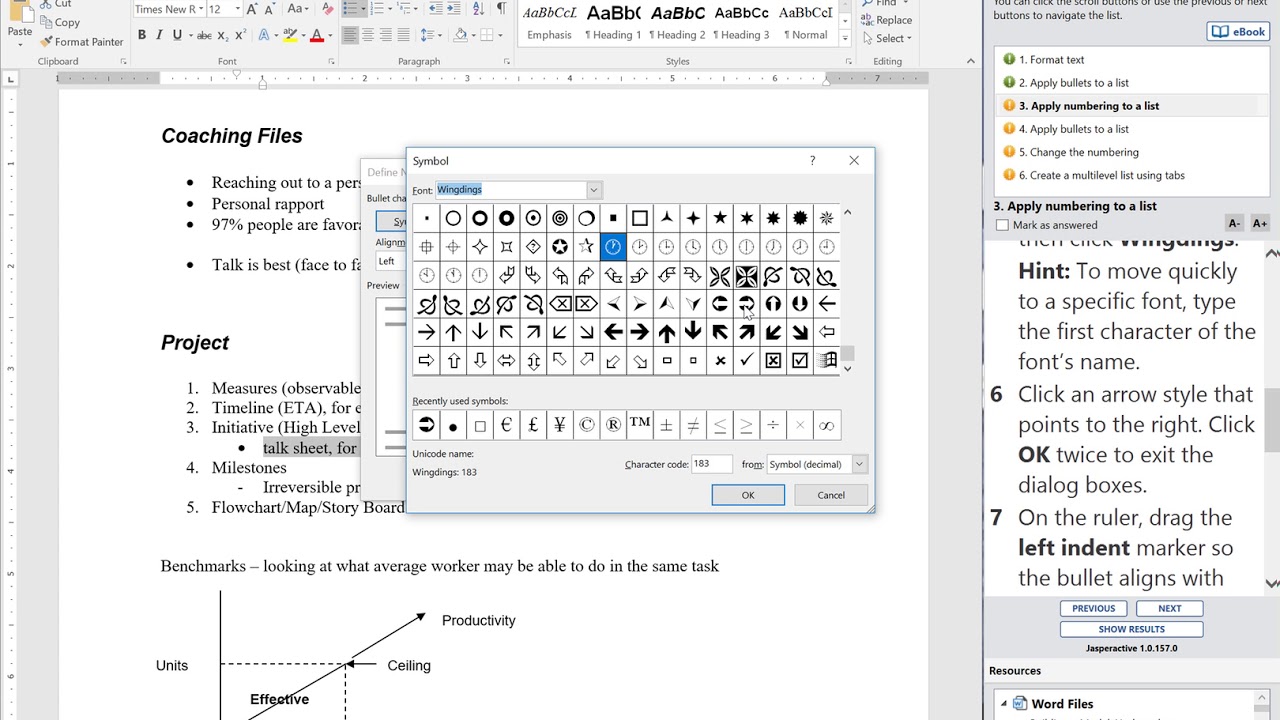 JasperActive Word 2016, основной урок 3: Изучение 6 способов организации информации в списках.