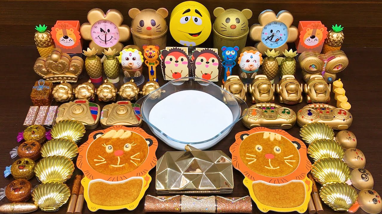 GOLD LION Slime ! Mixing Random Things into GLOSSY Slime ! Satisfying Slime Videos #289