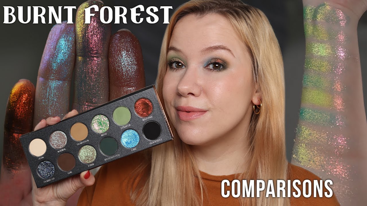 Палитра Burnt Forest от Kryptein Cosmetics | Свотчи, сравнения и 2 образа