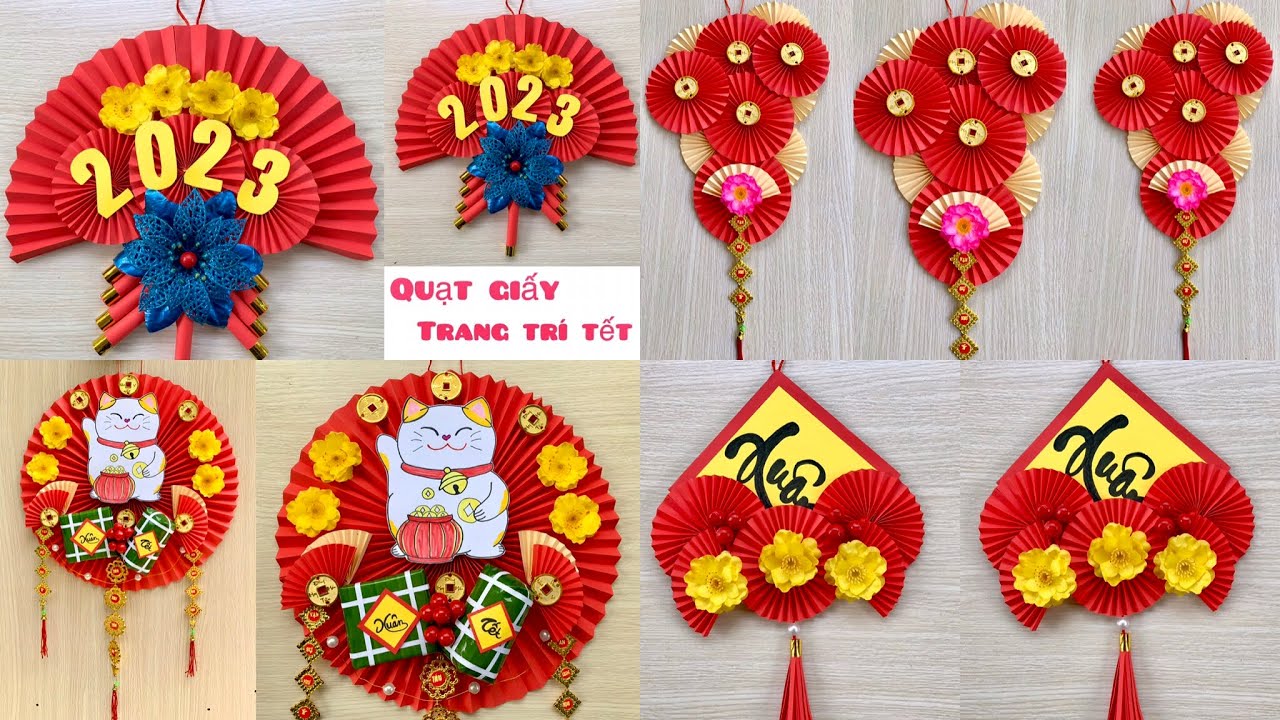 Quạt giấy trang trí tết | gấp quạt giấy trang trí tết 2023