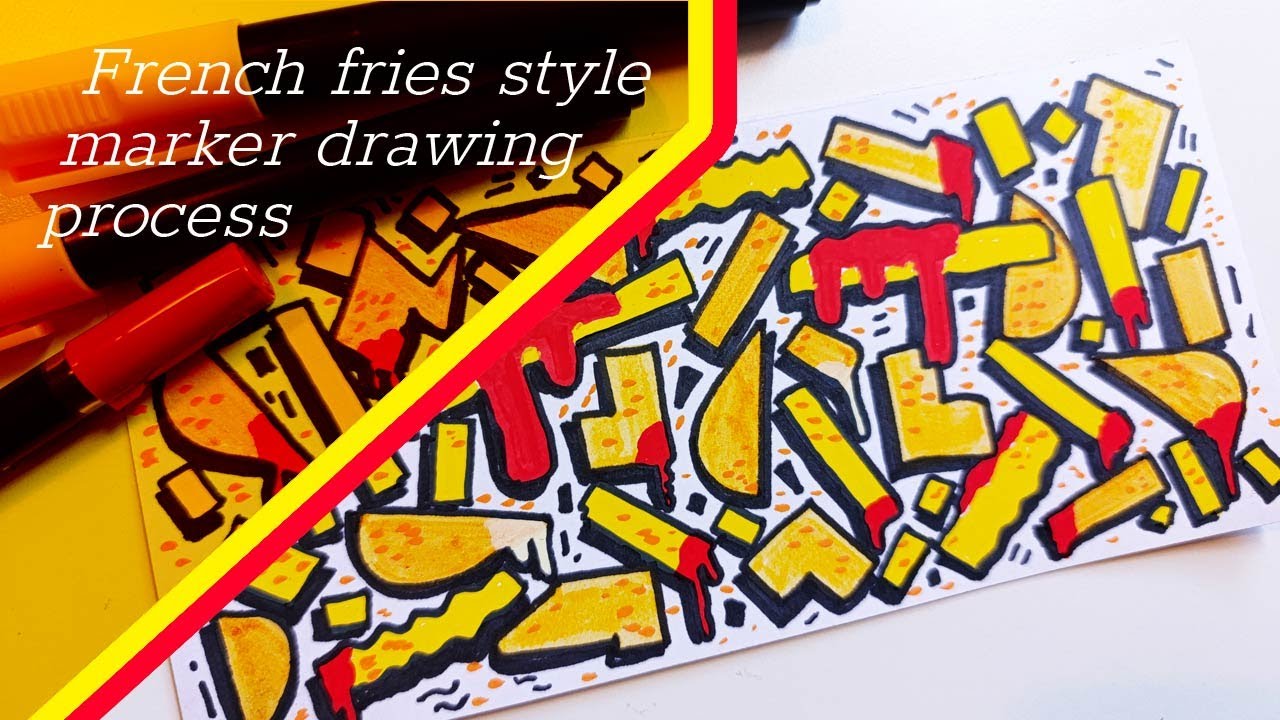 I woke up craving French fries | Abstract Drawing Inspired by French Fries |Marker Art Process