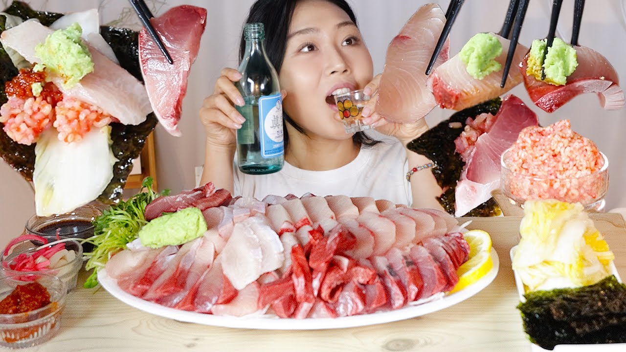 MUKBANG) 겨울 대방어 부위별로 다양하게!🐟💖 방어회 먹방 Yellowtail Sashimi Real sound asmr eating