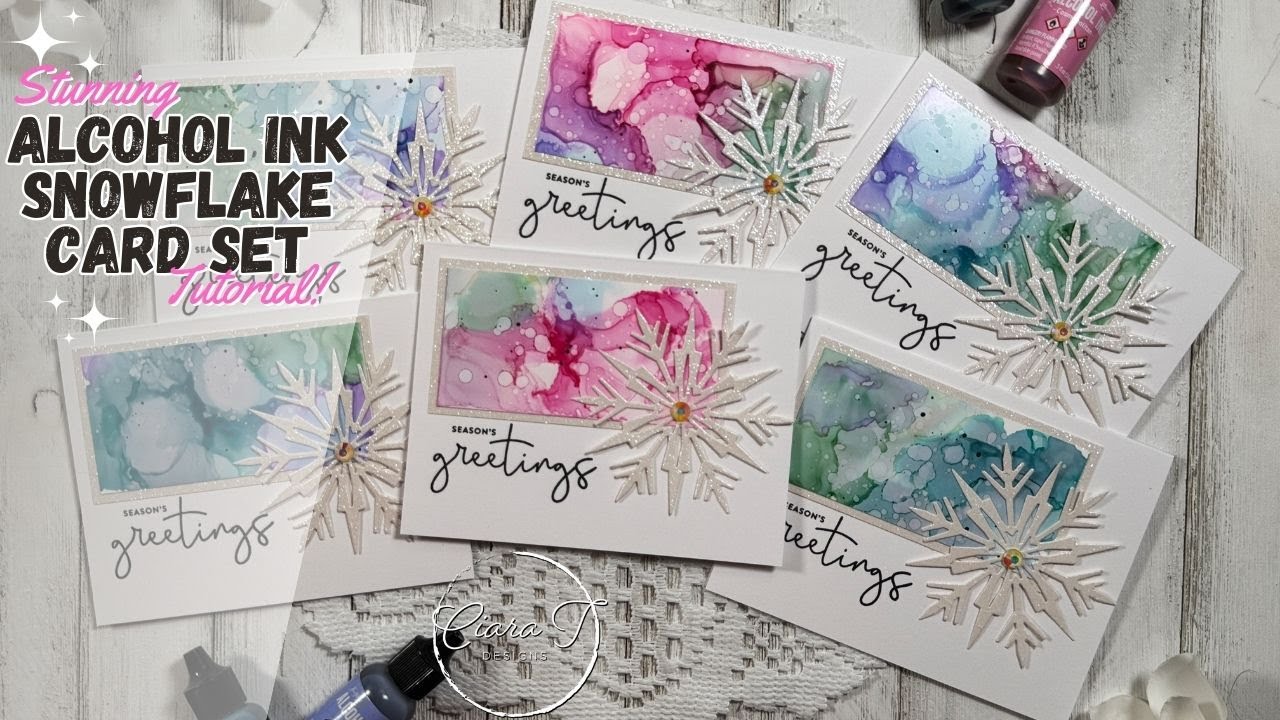 Stunning Alcohol Ink Christmas Card Set | 12 Weeks of Christmas Series Week 9