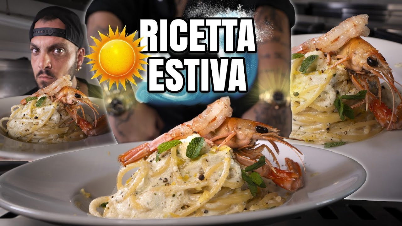 Ricetta SPAGHETTONE quadrato ESTIVO con Scampi Gamberoni Ricotta