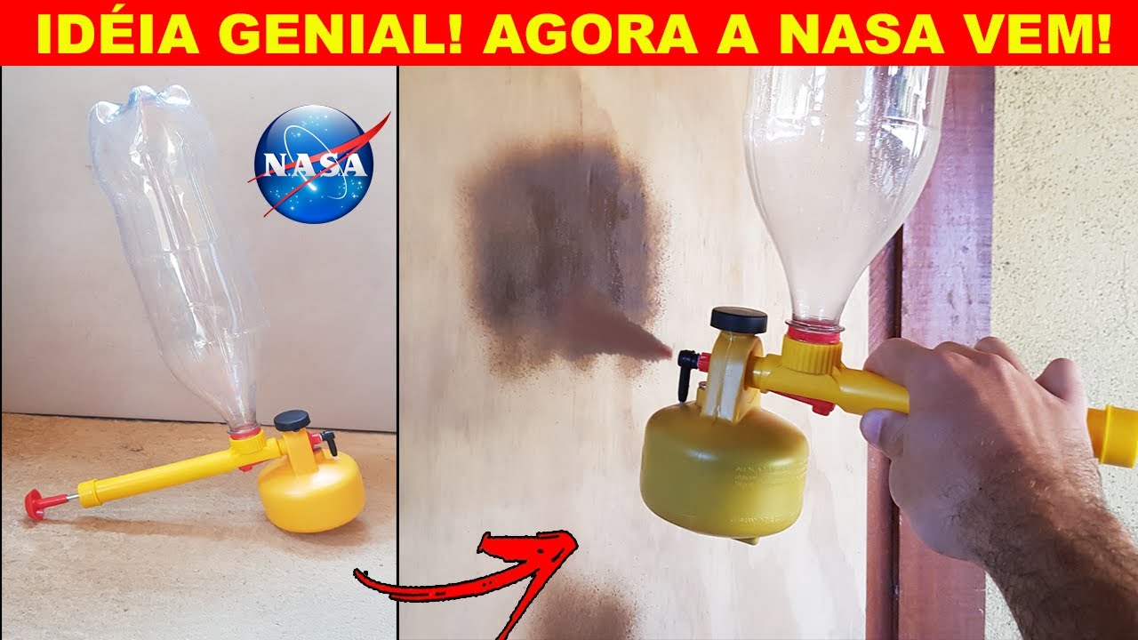 GENIAL ESTA INVENÇÃO , PISTOLA DE PINTURA MANUAL E PRESSURIZADA COM GARRAFA PET !