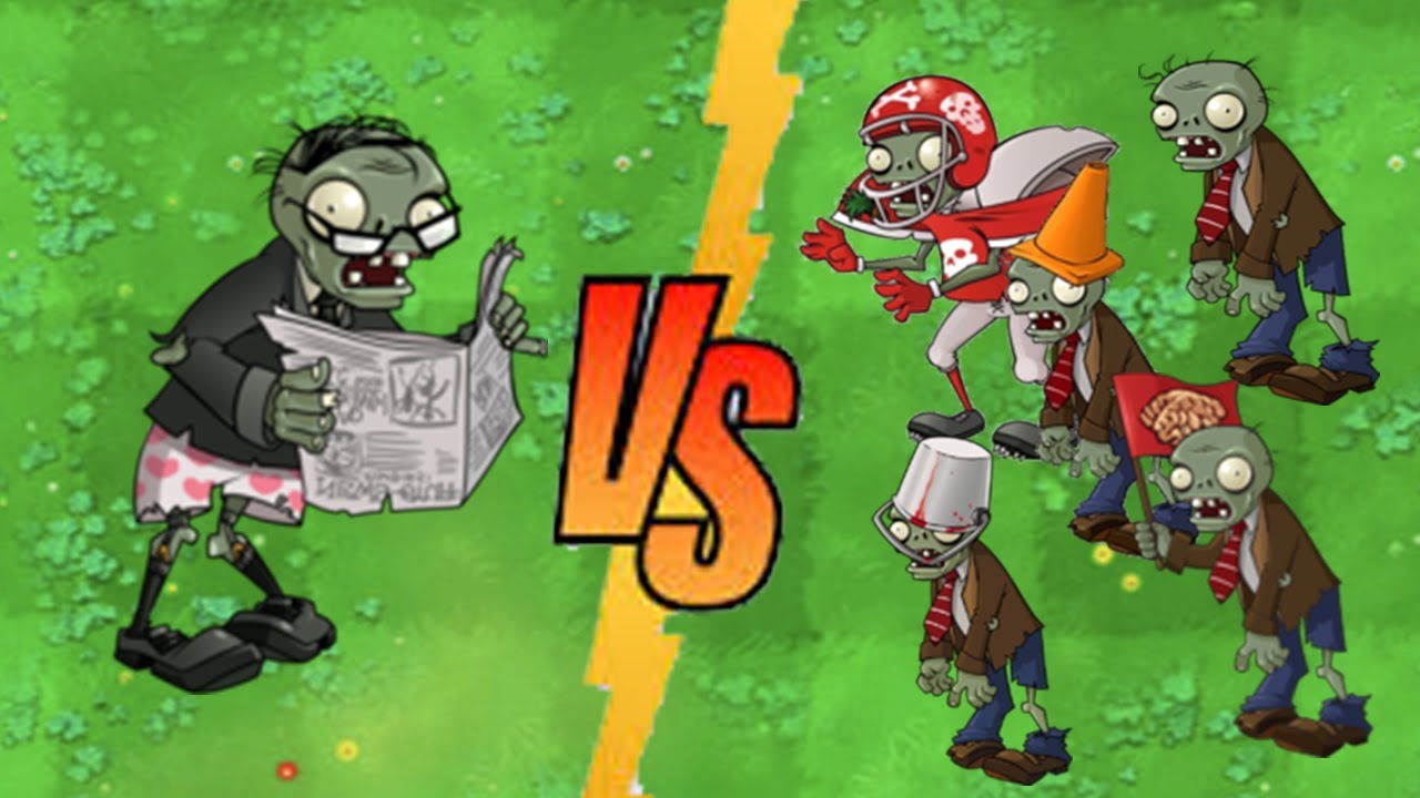 Plants vs Zombies Epic Fight - Newspaper Zombie vs All Zombies