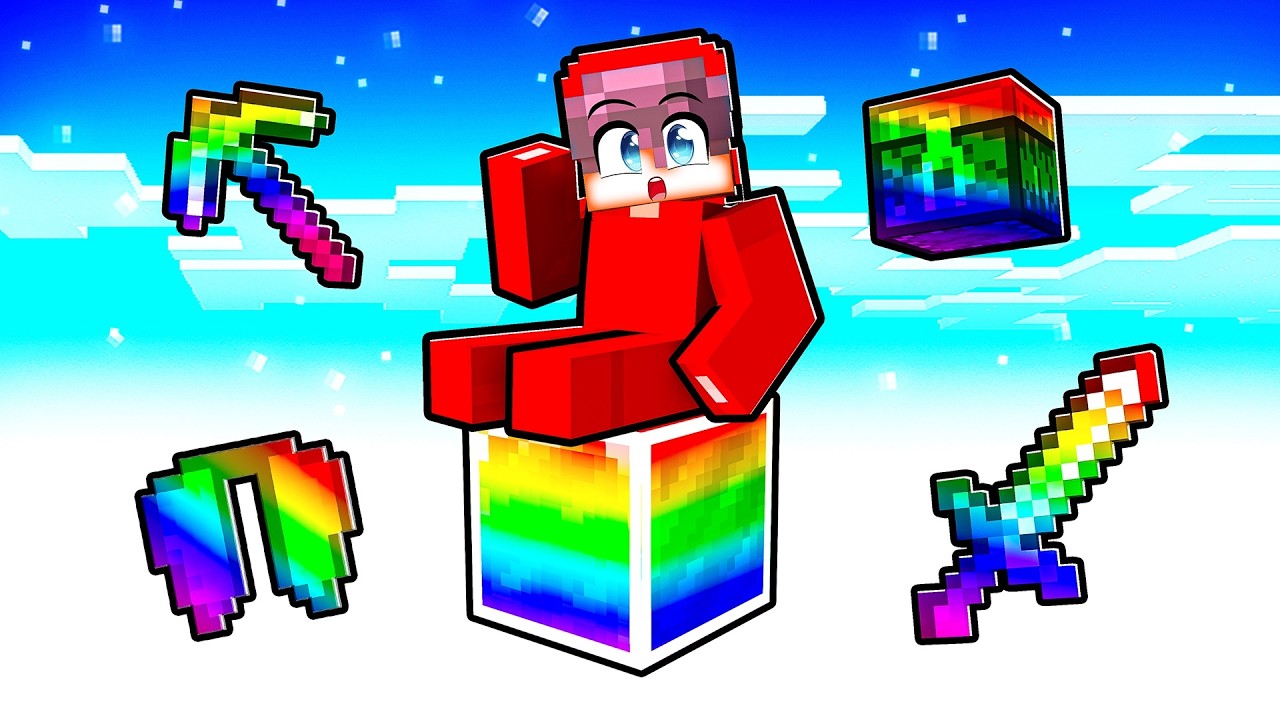 Minecraft, But It&rsquo;s One OP RAINBOW Block!
