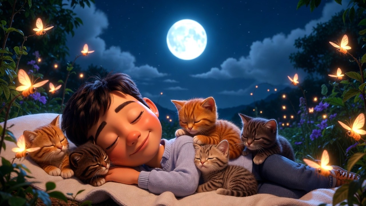 Cinco Gatitos Dormilones Duerme Duerme Duerme | Canciones Infantiles y Rimas para Niños para Dormir