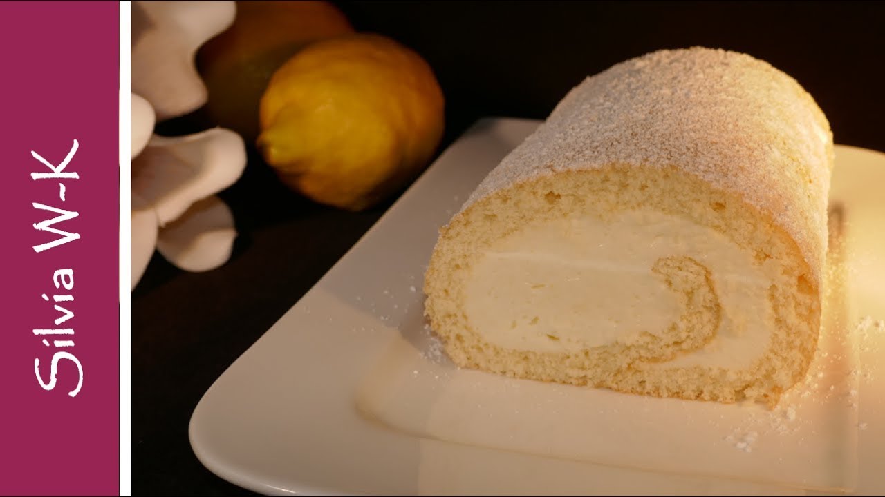 Zitronenrolle / Biskuitrolle / Zitronen-Puddingcreme