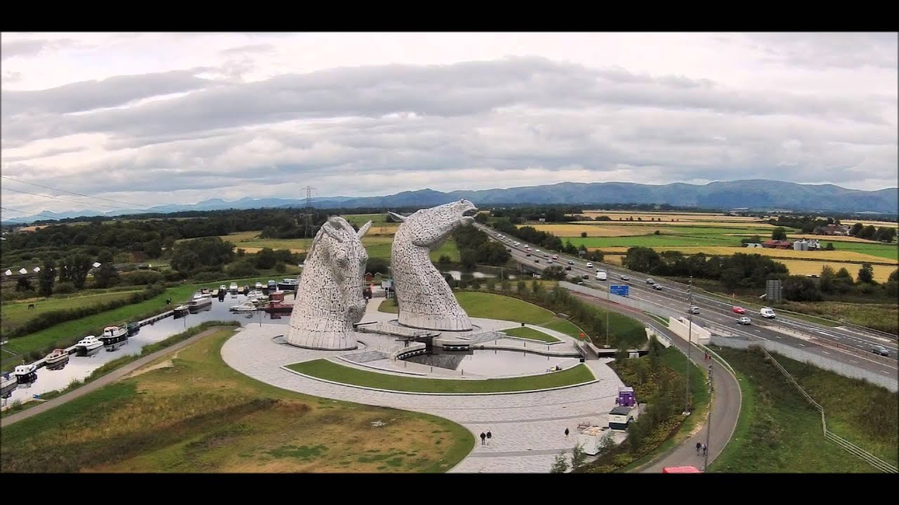 The Kelpies from the air by Ray Farish Photography