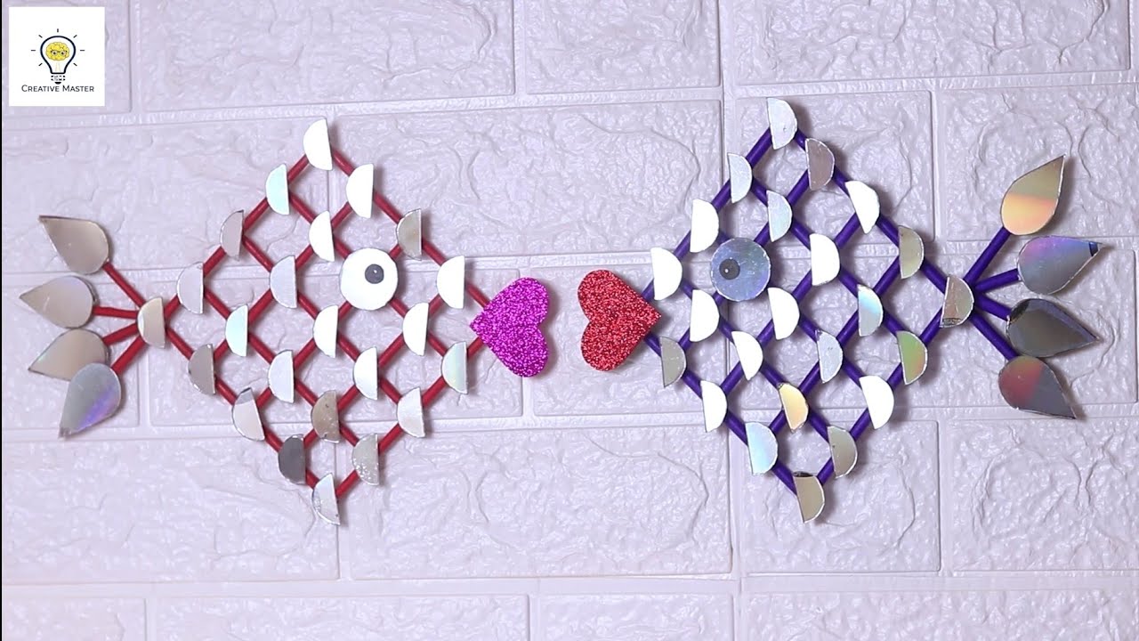 Unique fish 🐠 Wall Hanger with waste CDs | Room decoration ideas | Old cd craft | Fish wall decor