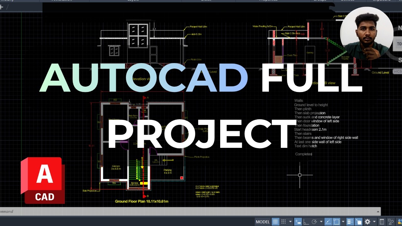 AutoCAD Complete House Plan Tutorial | Floor Plan + Elevation + Section | One Shot (2026 Updated)