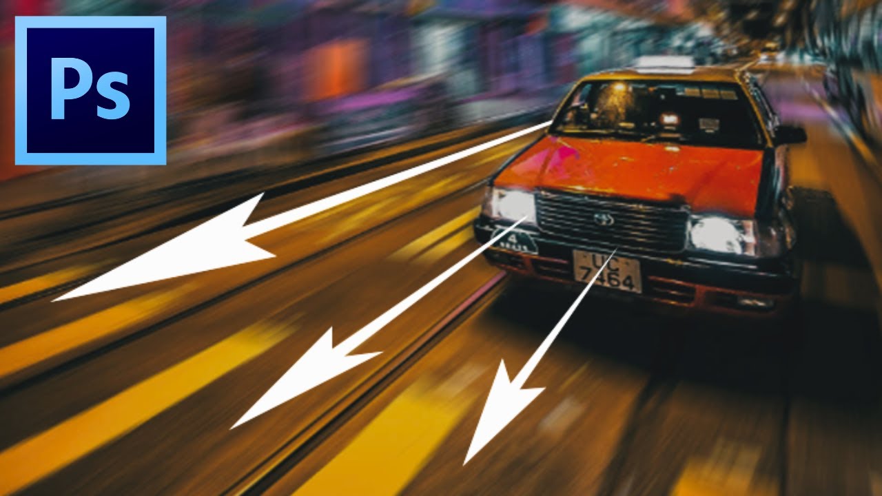 Flou de Vitesse EN PERSPECTIVE sur une Photo de Voiture  ! Tuto Photoshop