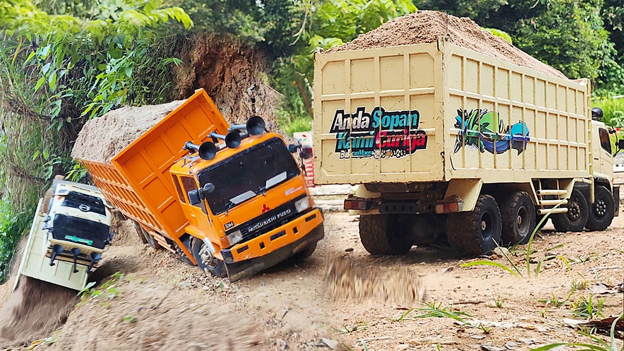 SALAH JALAN Truk Oleng Laka Lintas Truk Fuso 220Ps Vs Truk Hino 500 Trinton Truk Pasir Rc Handmade
