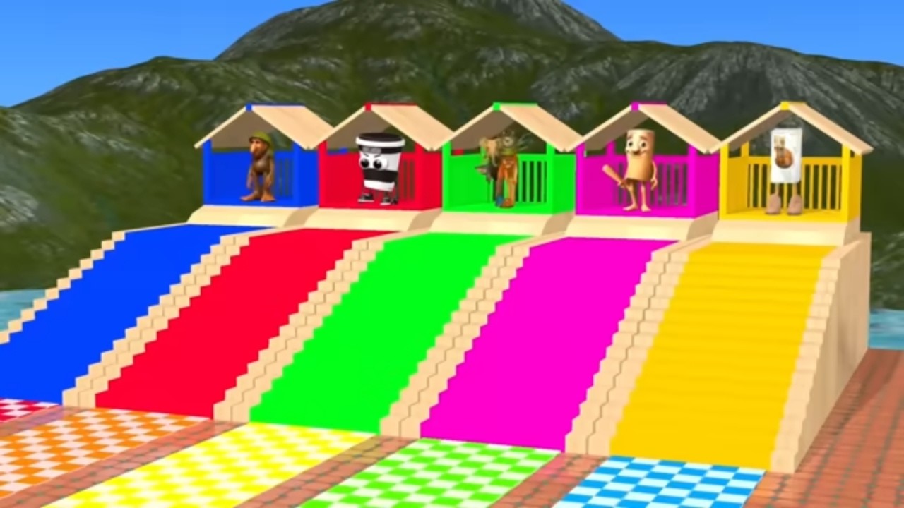 Long Slide Game With Cow Elephant Gorilla Hippopotamus Tiger 3d Animal Game Funny 3d Animals