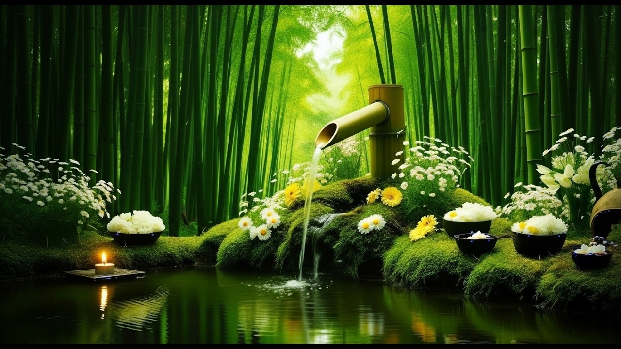 Mind Healing 🌿 Bamboo Water Sounds & Relaxing Music, Anxiety Relief