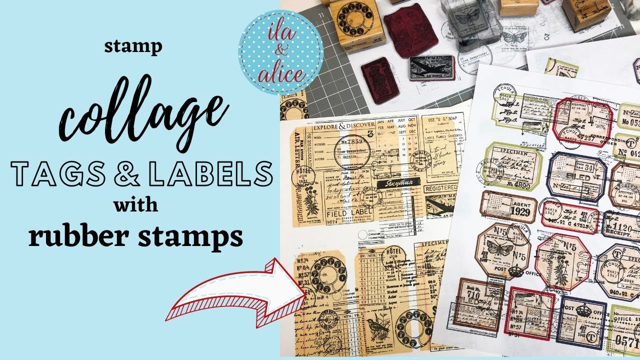 Stamping Blank Labels & Tags with Rubber Stamps to Create Fun Collage Effect 