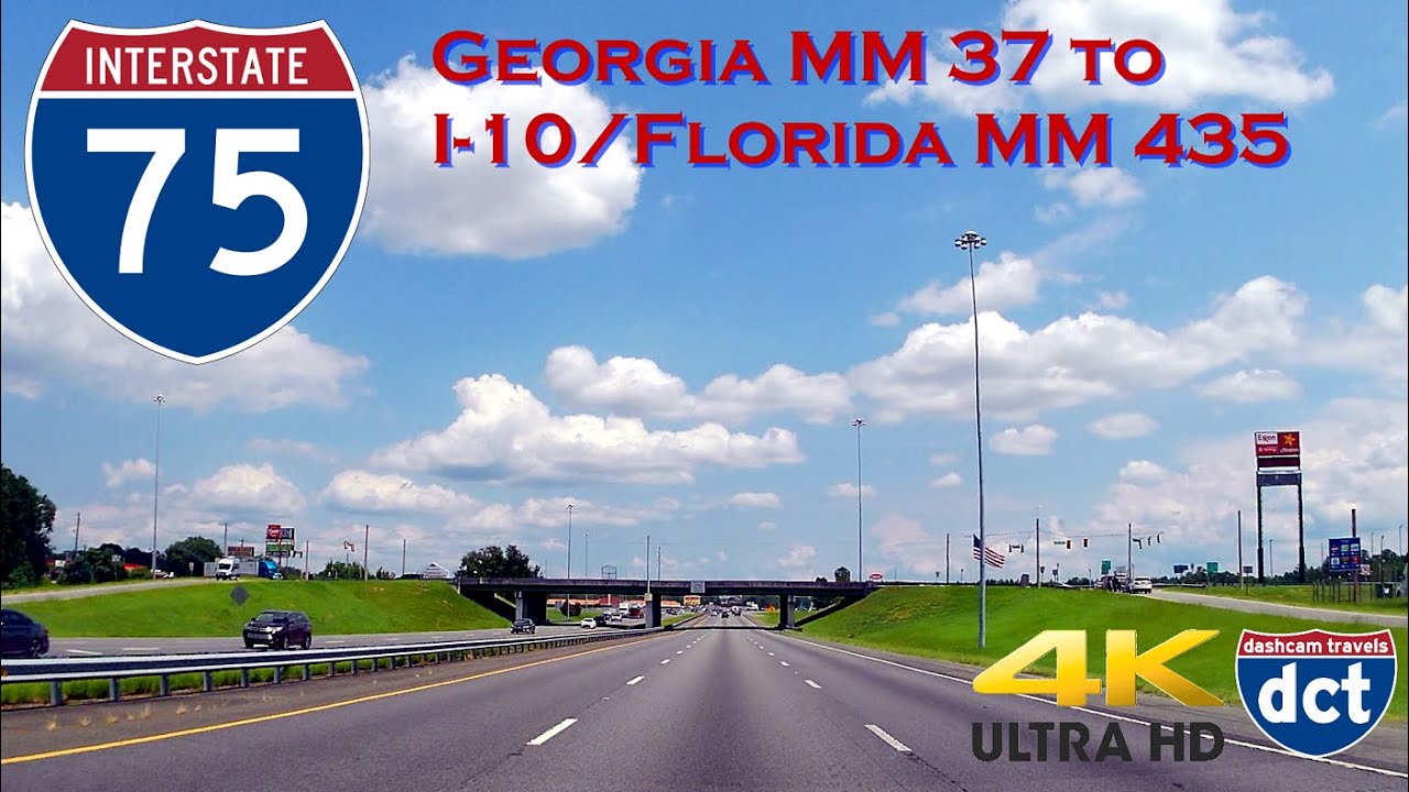 Dash Cam Drive on Interstate 75 South in Georgia & Florida from Adel, Georgia to I-10 in Florida