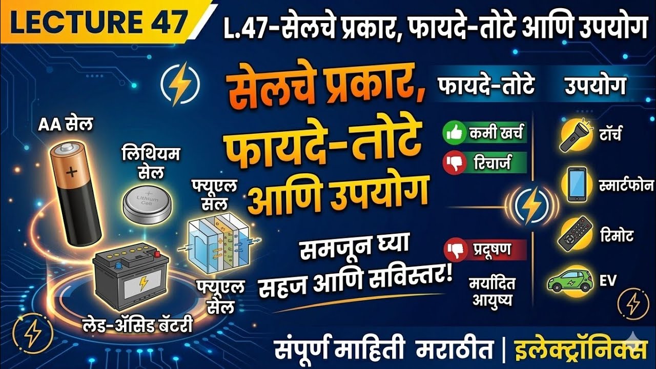 L.47.सेलचे प्रकार,फायदे-तोटे आणि उपयोग.||CELL AND BATTERY ||TYPES OF CELLS||