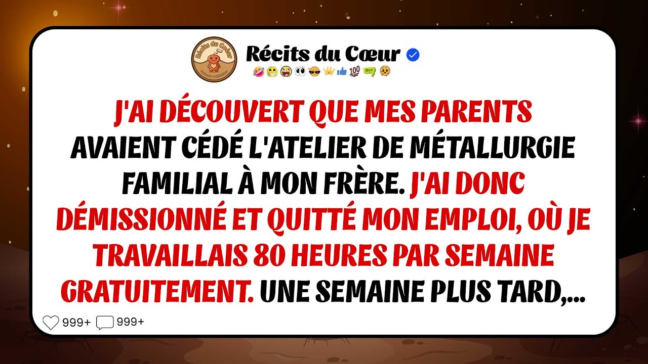 Mes Parents Ont Cédé L'atelier Familial À Mon Frère. J'ai Donc Arrêté Mes 80h/semaine.