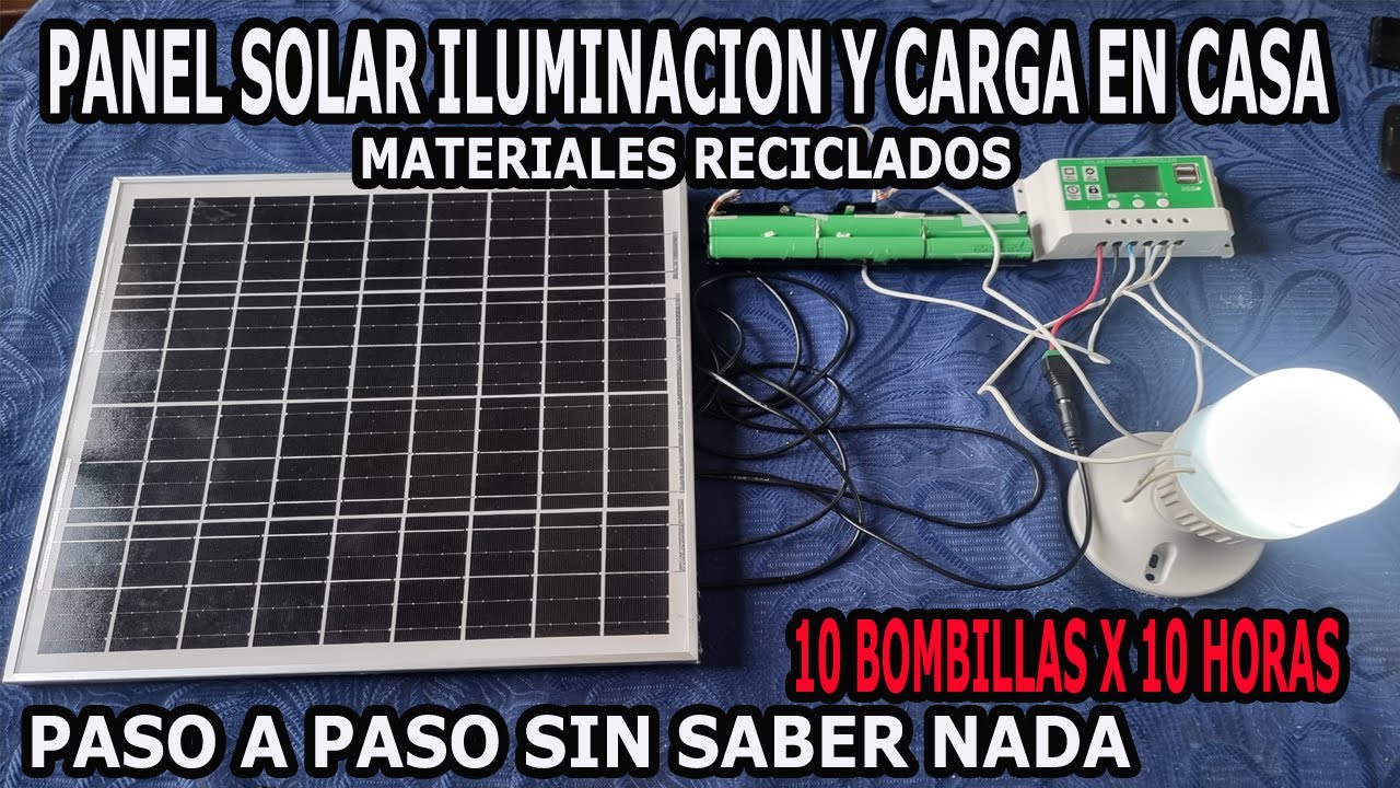 Sistema Solar  de Iluminacion y Carga para tu Casa Materiales Reciclados